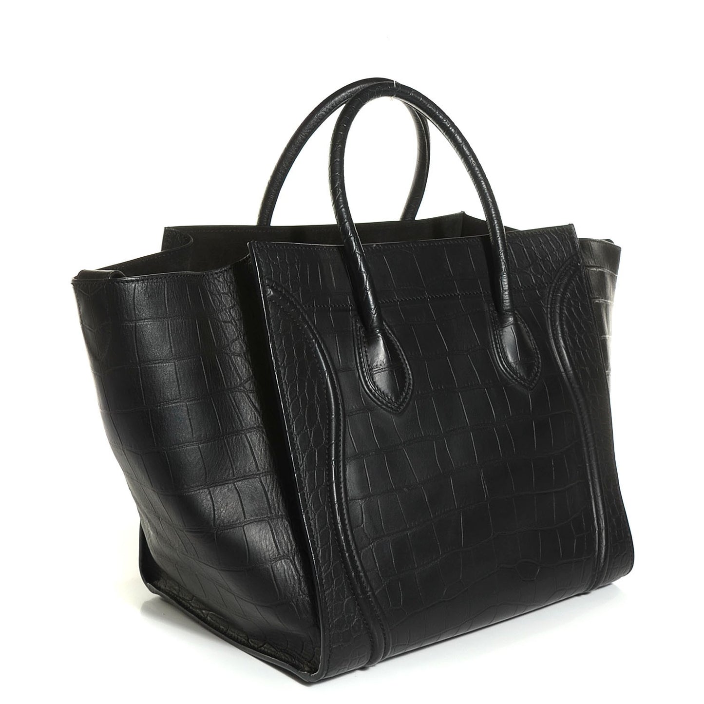 Crocodile Embossed Large Phantom Luggage Black