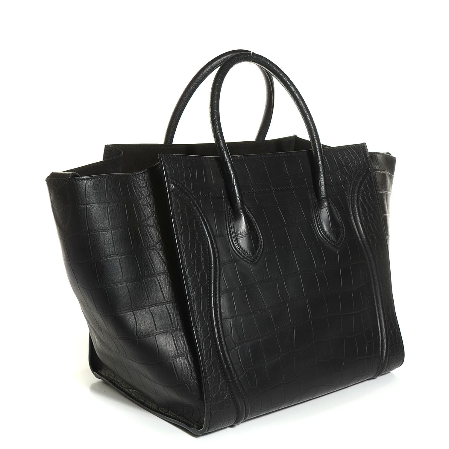 Celine Crocodile Embossed Large Phantom Luggage Black 3 of 7