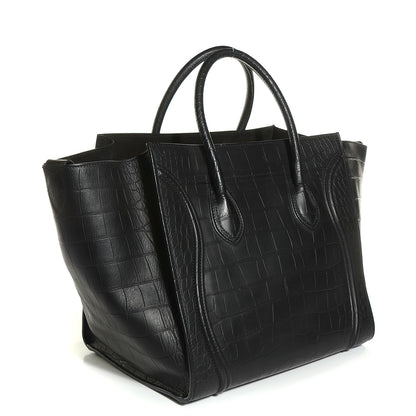 Celine Crocodile Embossed Large Phantom Luggage Black 3 of 7