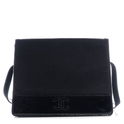 Chanel Patent Jersey Shoulder Flap Bag Black 1 of 8