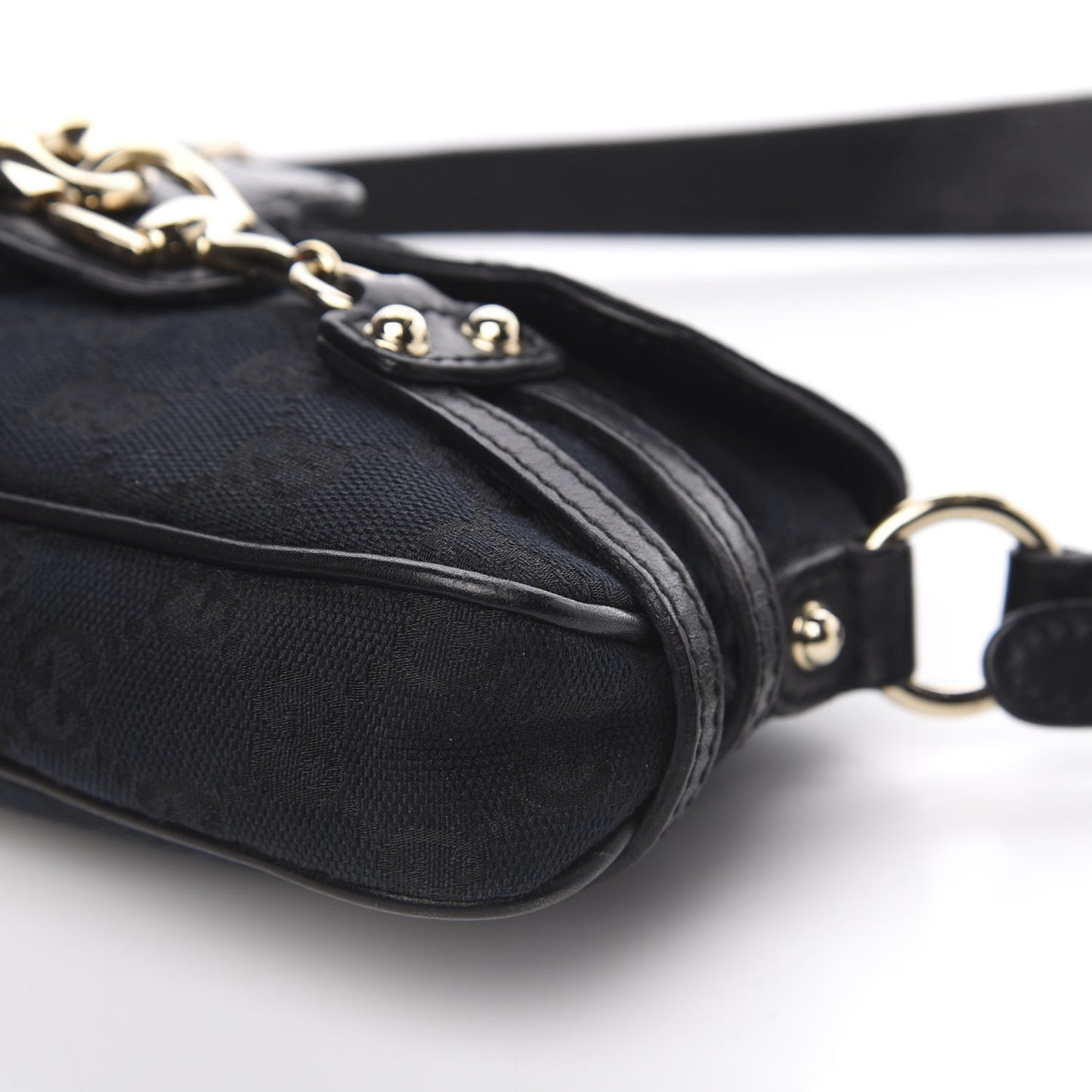 Monogram Horsebit Chain Flap Shoulder Bag Black
