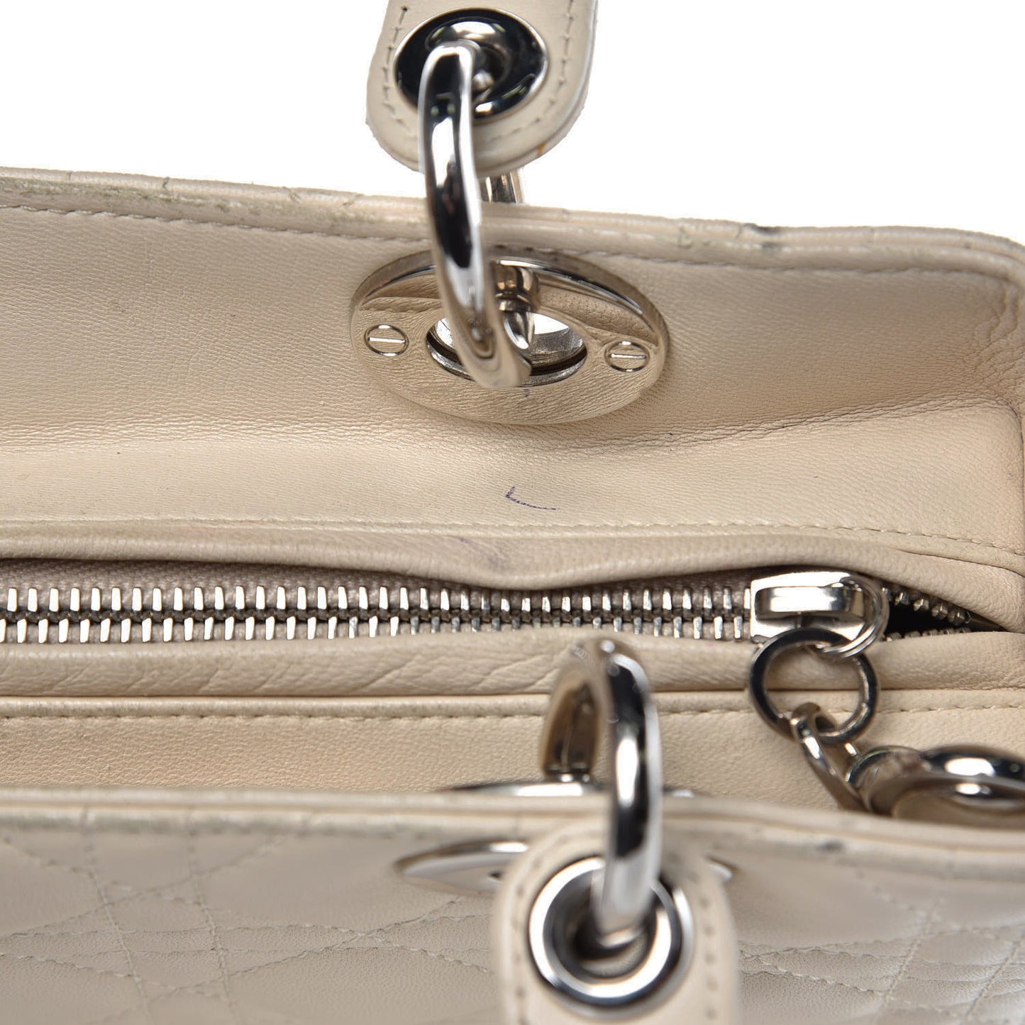 Lambskin Cannage Medium Lady Dior White