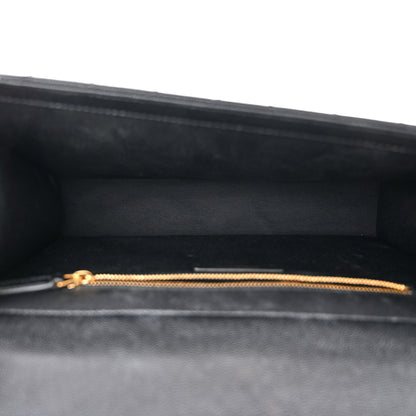 Saint Laurent Grain De Poudre Matelasse Chevron Large Monogram Satchel Black 4 of 10