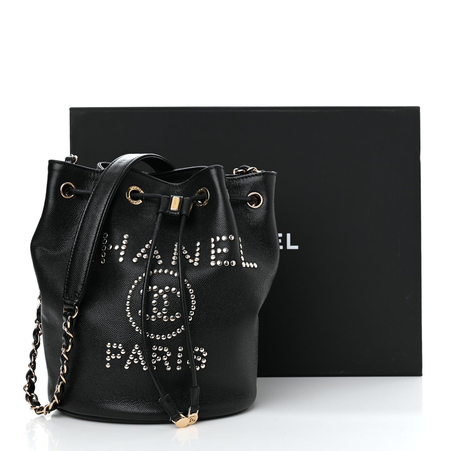 Caviar Deauville Drawstring Bucket Bag Black
