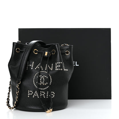 Chanel Caviar Deauville Drawstring Bucket Bag Black 11 of 11