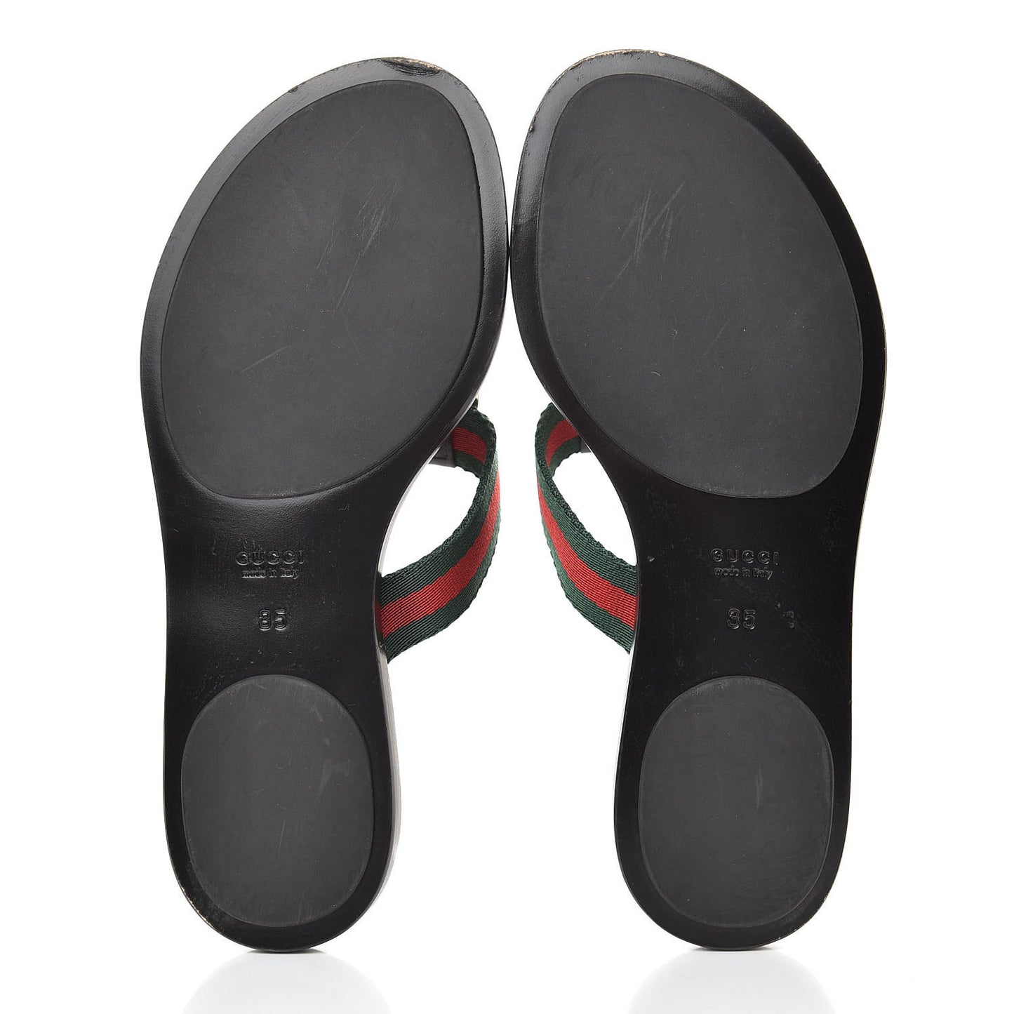Nylon Guccissima Web Womens Thong Sandals 35 Green Red Black