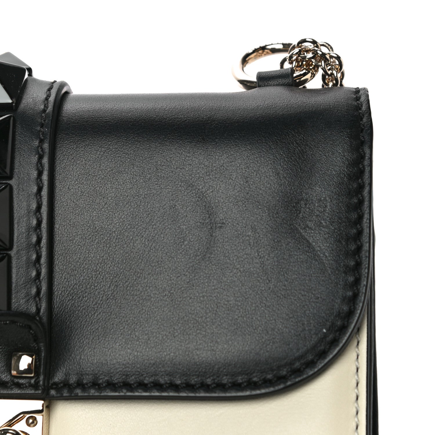 Valentino Garavani Vitello Small Glam Lock Rockstud Flap Black Light Ivory 15 of 17