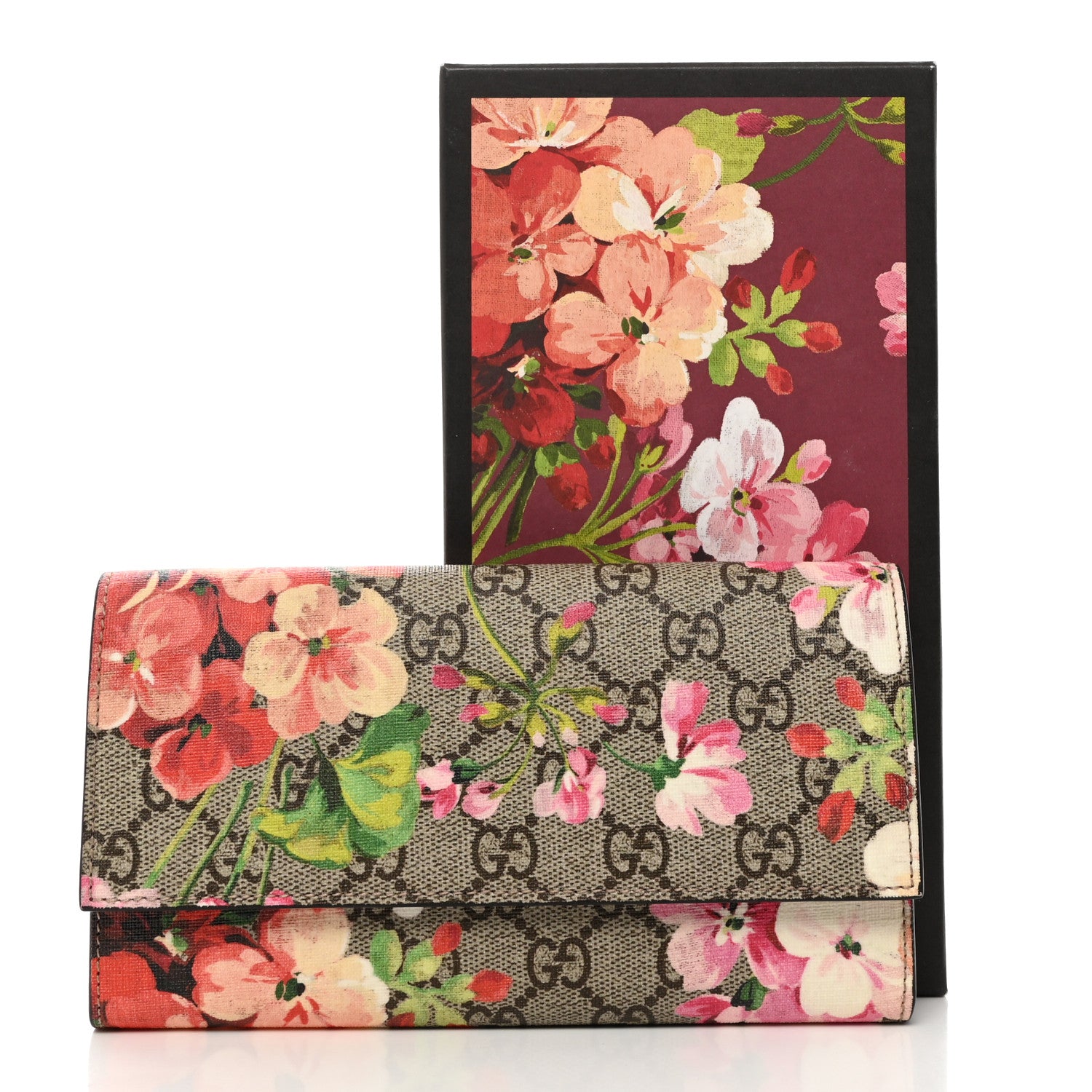 Gucci GG Supreme Monogram Blooms Continental Wallet Beige Multicolor Dry Rose 3 of 8