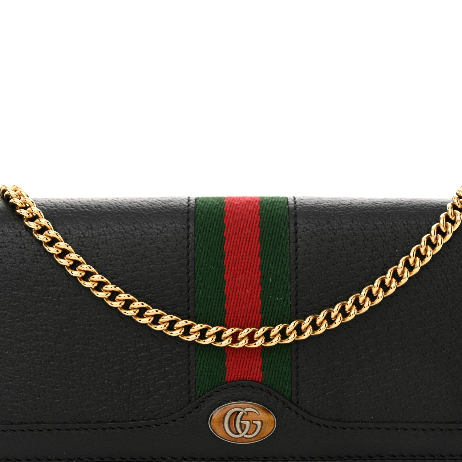 Gucci Dollar Calfskin Web Ophidia Wallet On Chain Black 8 of 14