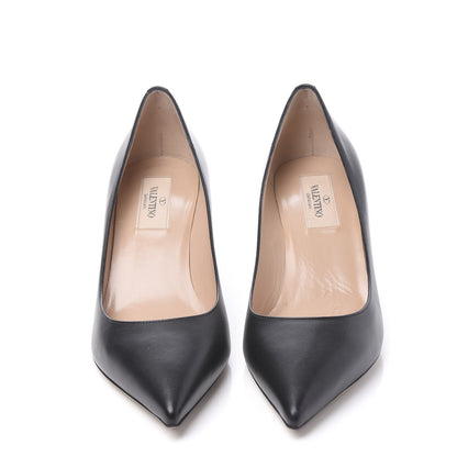 Valentino Garavani Calfskin Rockstud Simple Low Heel Pumps 37.5 Black 2 of 8
