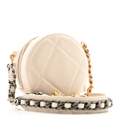 Chanel Lambskin Quilted Chanel 19 Round Clutch With Chain White 3 of 13