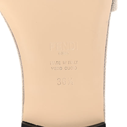 Fendi Vitello Canvas Logo Slide Sandals 36.5 Black Grezzo 6 of 8