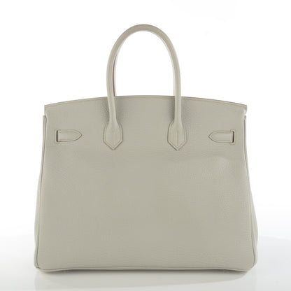 Hermes Taurillon Clemence Birkin 35 Gris Perle 12 of 15