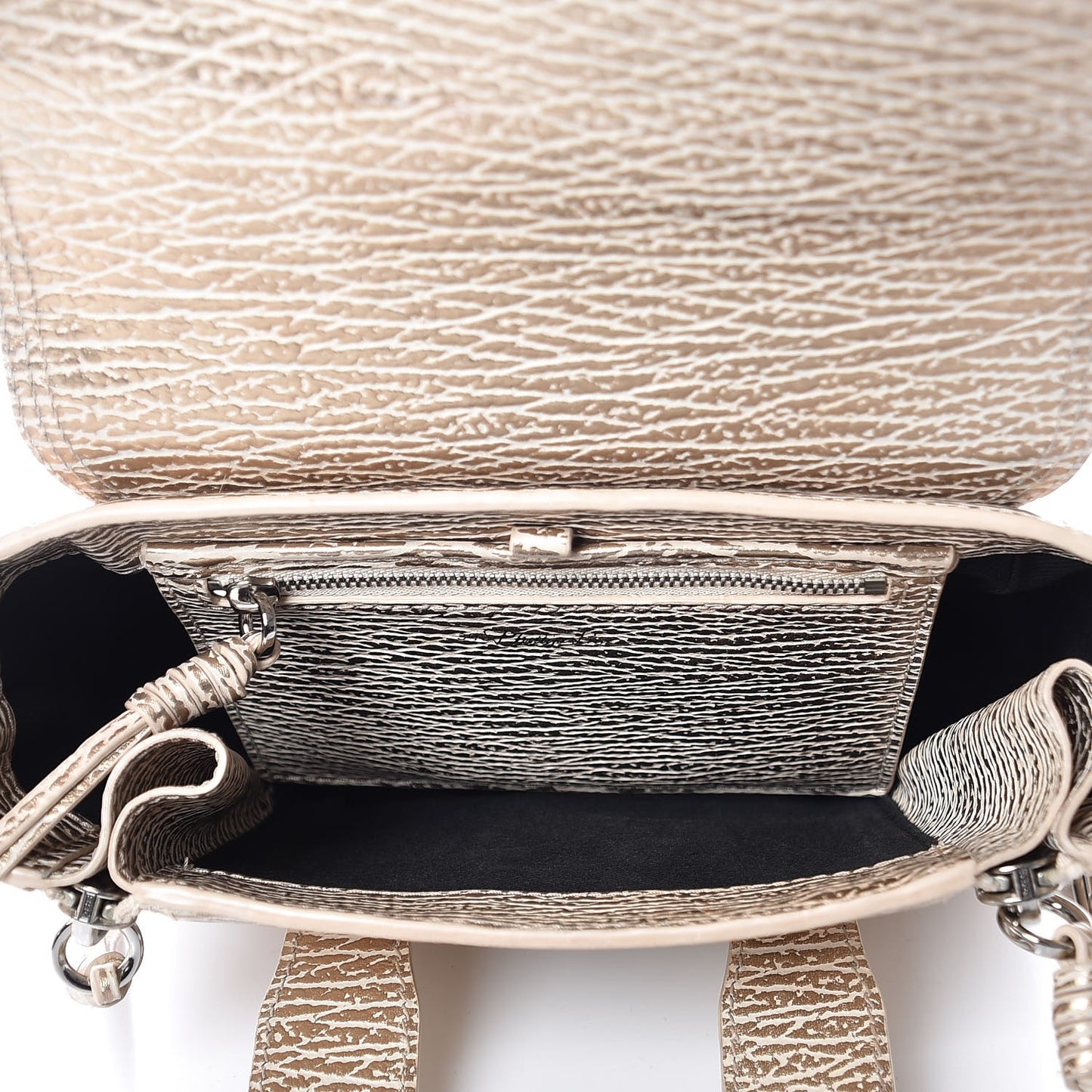 3.1 Textured Calfskin Mini Pashli Satchel Nude Platinum