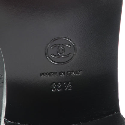 Chanel Calfskin Quilted Patent Cap Toe Boots 38.5 Black 6 of 7