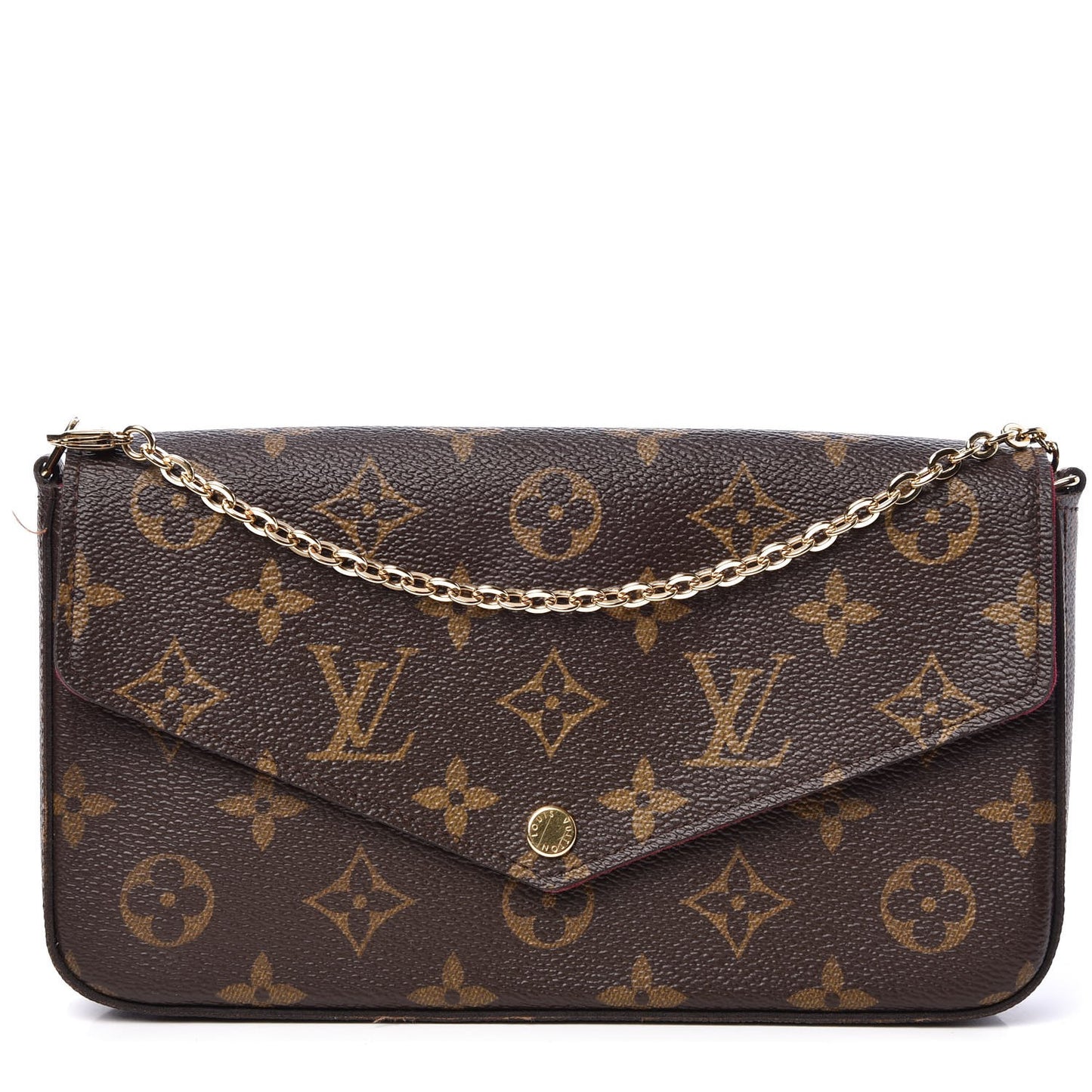 Monogram Pochette Felicie Chain Wallet Fuchsia