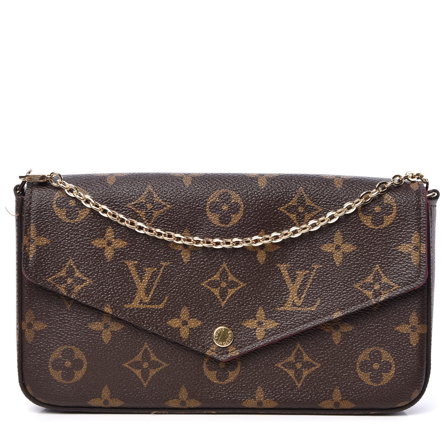 Louis Vuitton Monogram Pochette Felicie Chain Wallet Fuchsia 1 of 8
