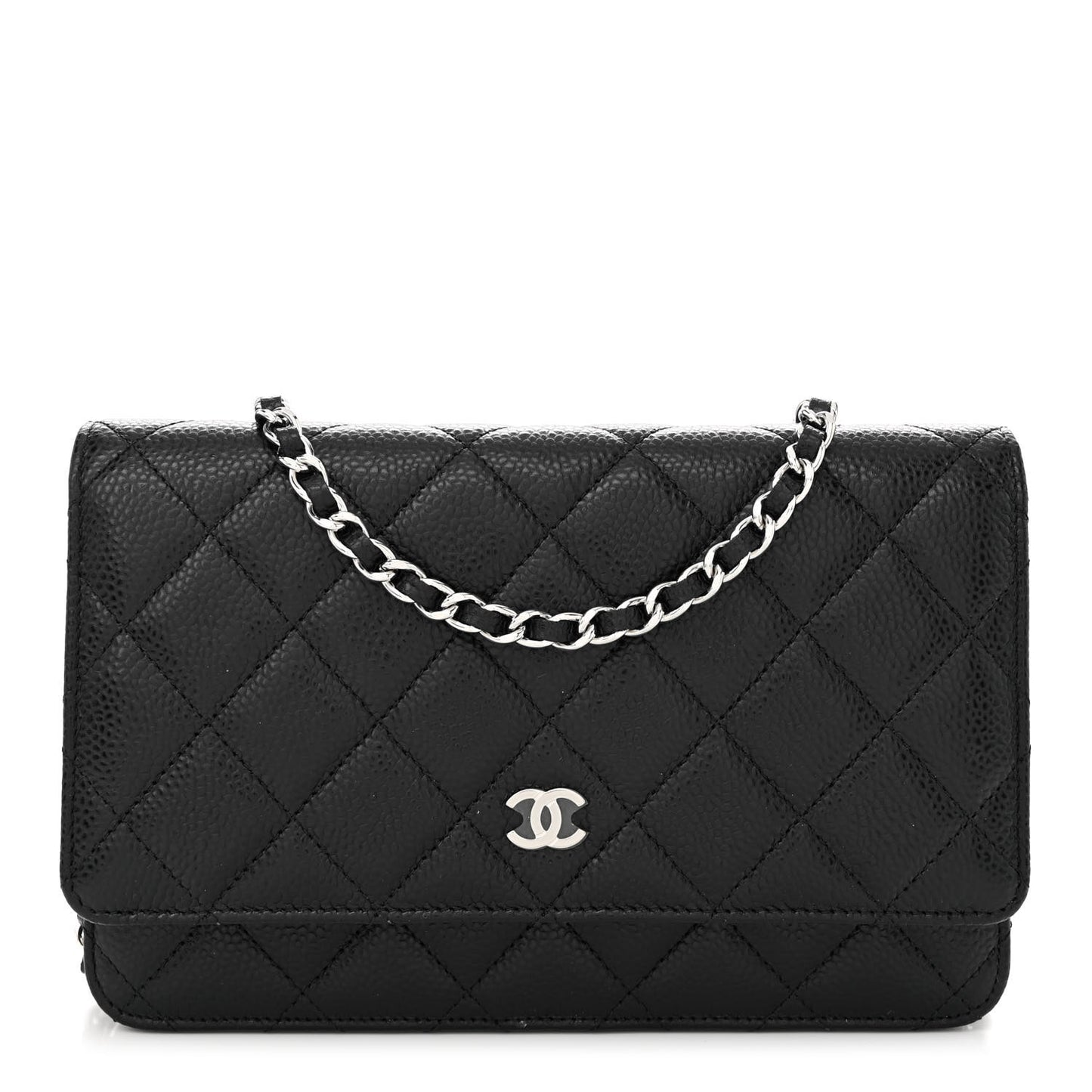 Caviar Quilted Wallet on Chain WOC Black