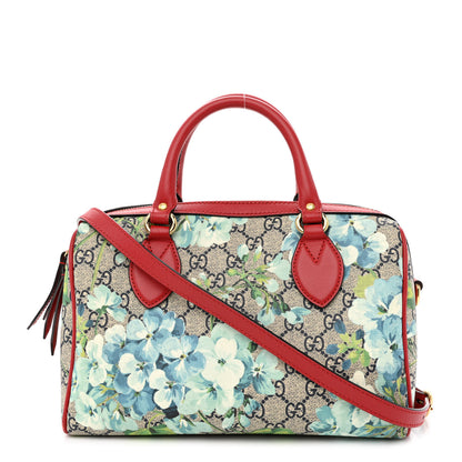 Gucci GG Supreme Monogram Blooms Small Boston Beige Blue Navy Hibiscus Red 1 of 10