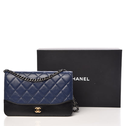 Chanel Aged Calfskin Quilted Gabrielle Wallet On Chain WOC Navy Black 14 of 14