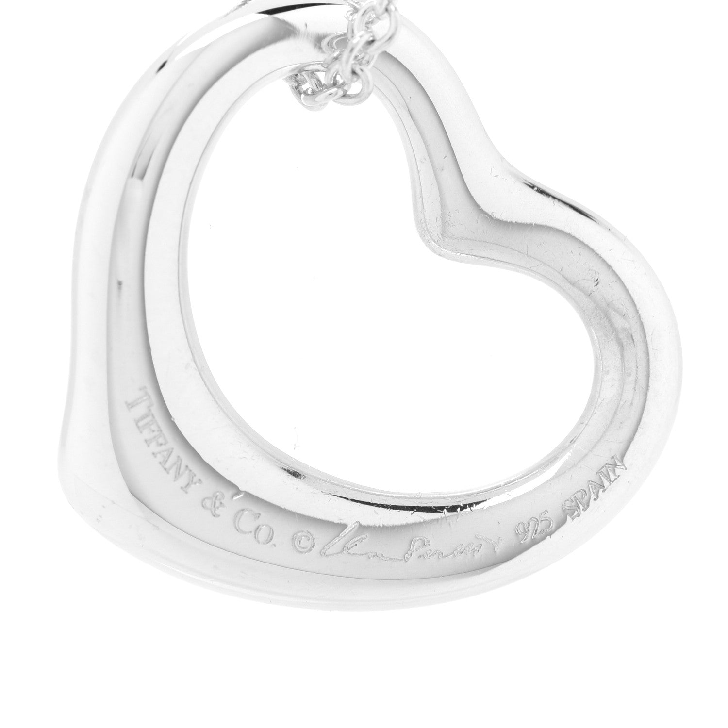 Tiffany Sterling Silver 22mm Elsa Peretti Open Heart Pendant Necklace 5 of 8