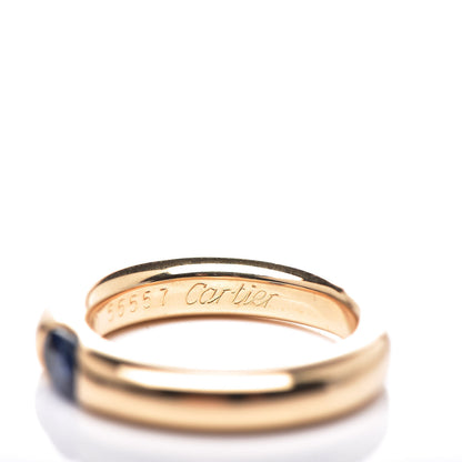 Cartier 18K Yellow Gold Blue Sapphire Ellipse Oval Cut Ring 51 5.75 5 of 6