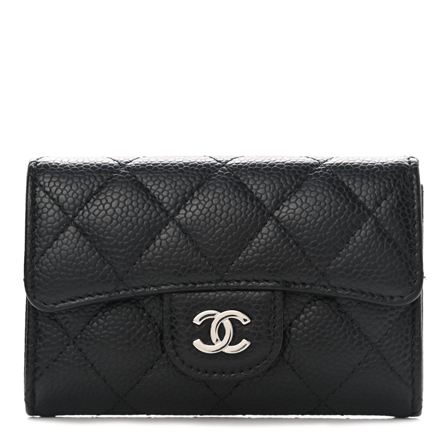 Chanel Caviar Quilted Flap Card Holder Wallet Black 1 of 9