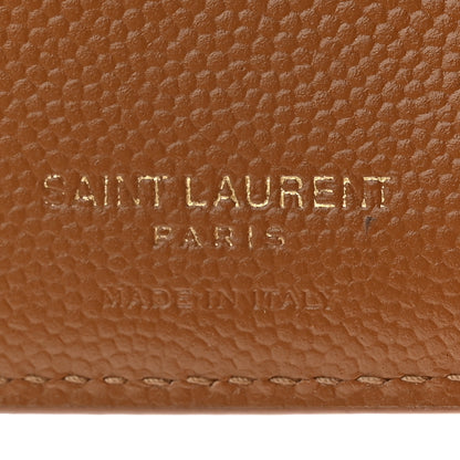 Saint Laurent Grain De Poudre Matelasse Chevron Monogram Zipped Card Case Natural Dark 6 of 8