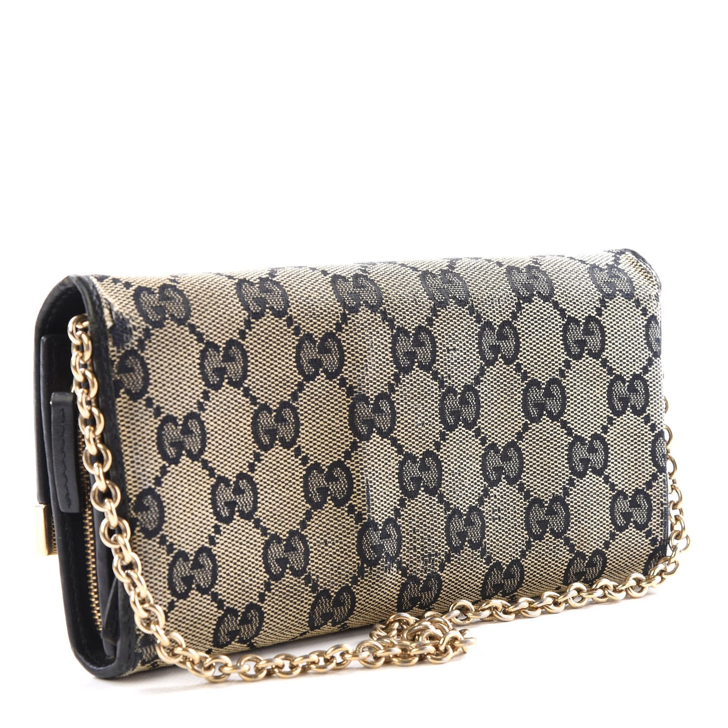 GG Supreme Monogram Dice Chain Wallet Beige Blue