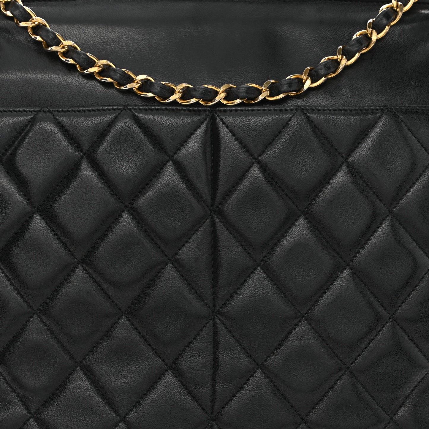 Lambskin Quilted Large Camera Case Black