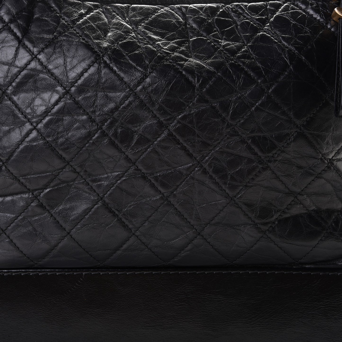 Aged Calfskin Quilted Large Gabrielle Hobo Black