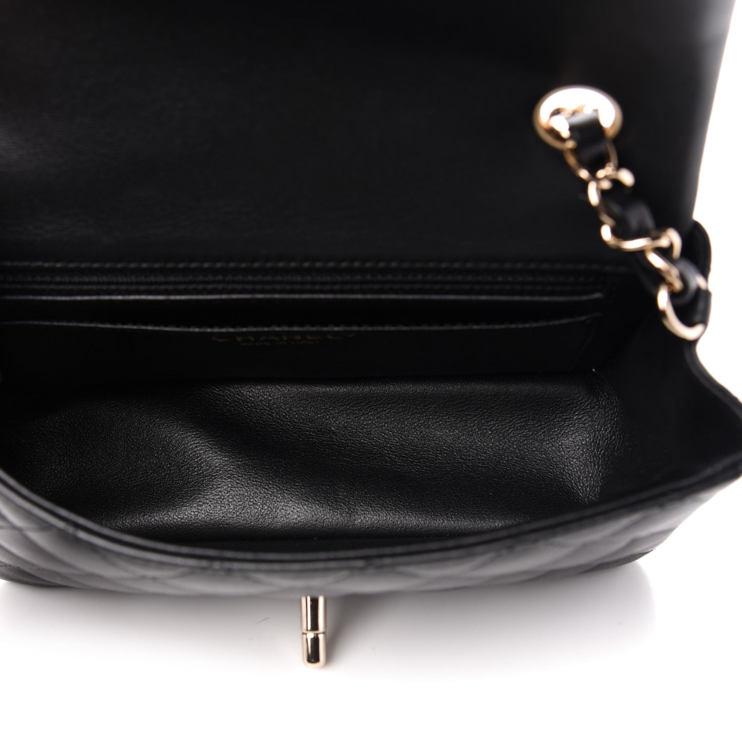 Lambskin Quilted Mini Rectangular Flap Black