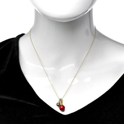 David Yurman 18K Yellow Gold Sterling Silver Ruby Enamel Solari Pendant Necklace Cherry 2 of 5