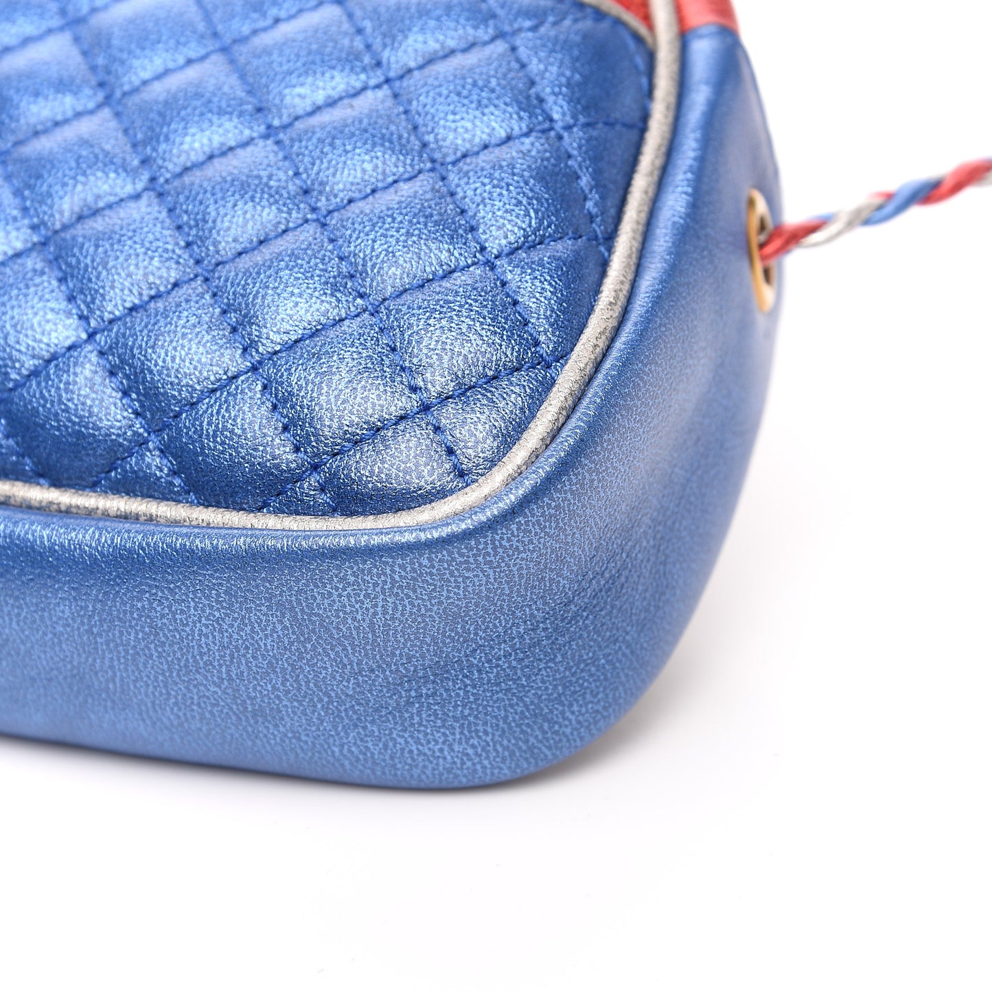Laminated Nappa Trapuntata Mini Zumi Dome Shoulder Bag Rosso Marine Argento