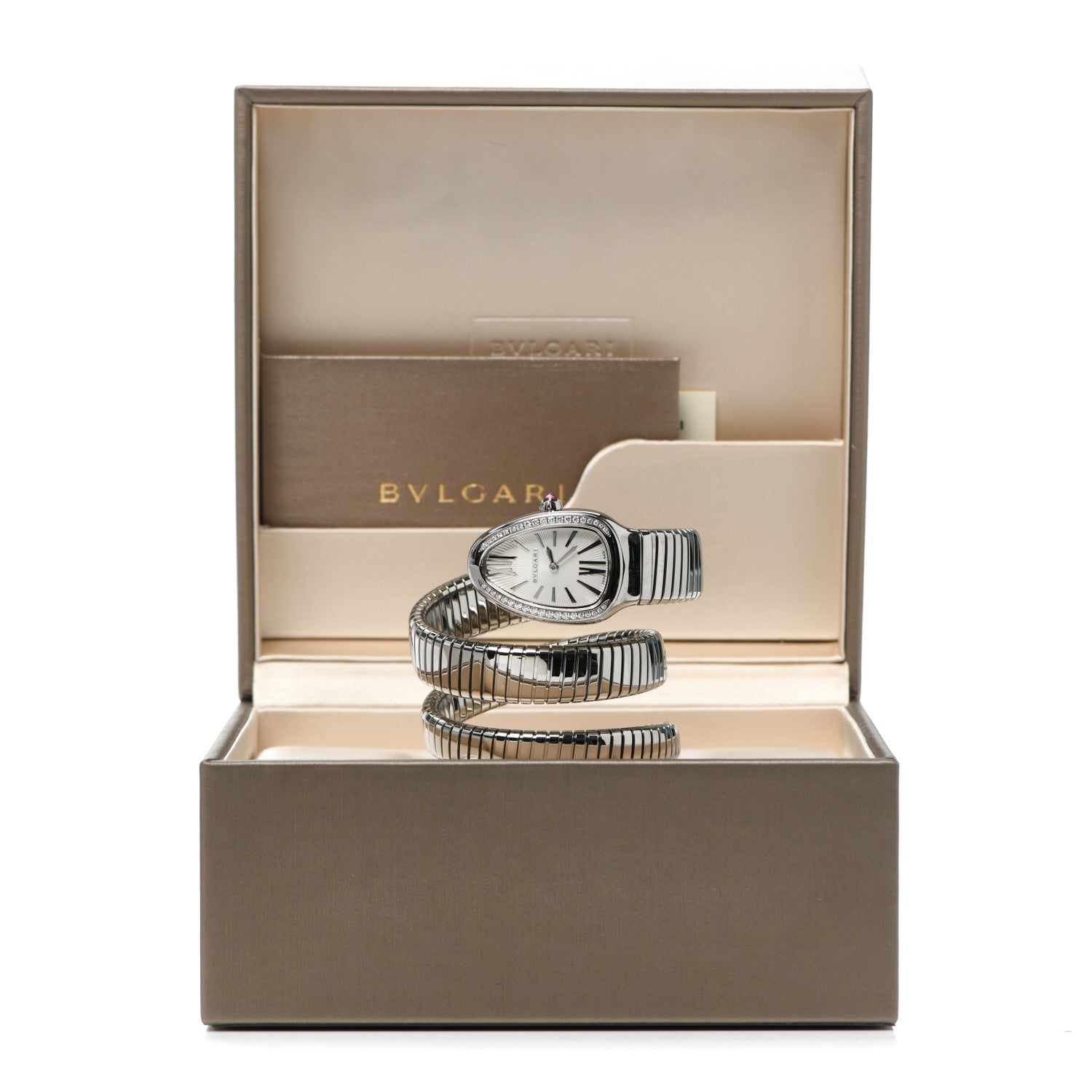 Bulgari Stainless Steel Diamond Bezel 35mm Serpenti Tubogas Double Spiral Quartz Watch 5 of 5