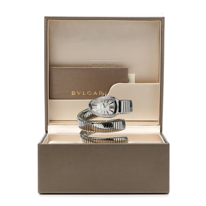 Bulgari Stainless Steel Diamond Bezel 35mm Serpenti Tubogas Double Spiral Quartz Watch 5 of 5