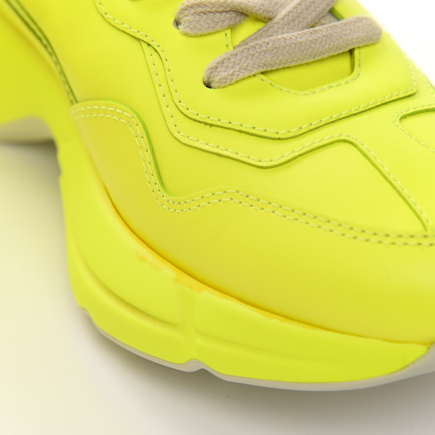 Calfskin Womens Rhyton Sneakers 38.5 Fluo Yellow