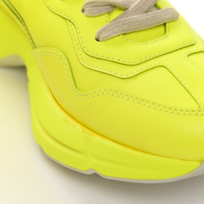 Gucci Calfskin Womens Rhyton Sneakers 38.5 Fluo Yellow 10 of 14