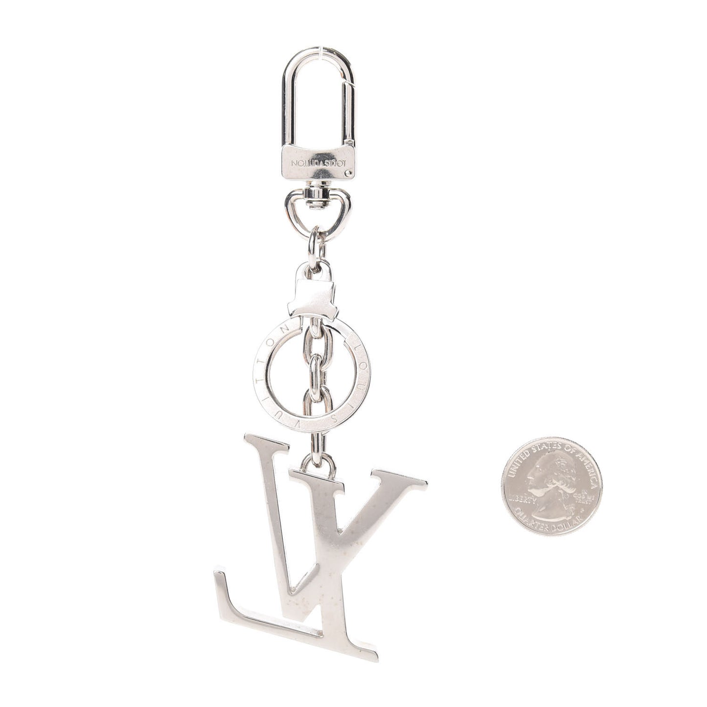 LV Facettes Bag Charm Key Holder Silver
