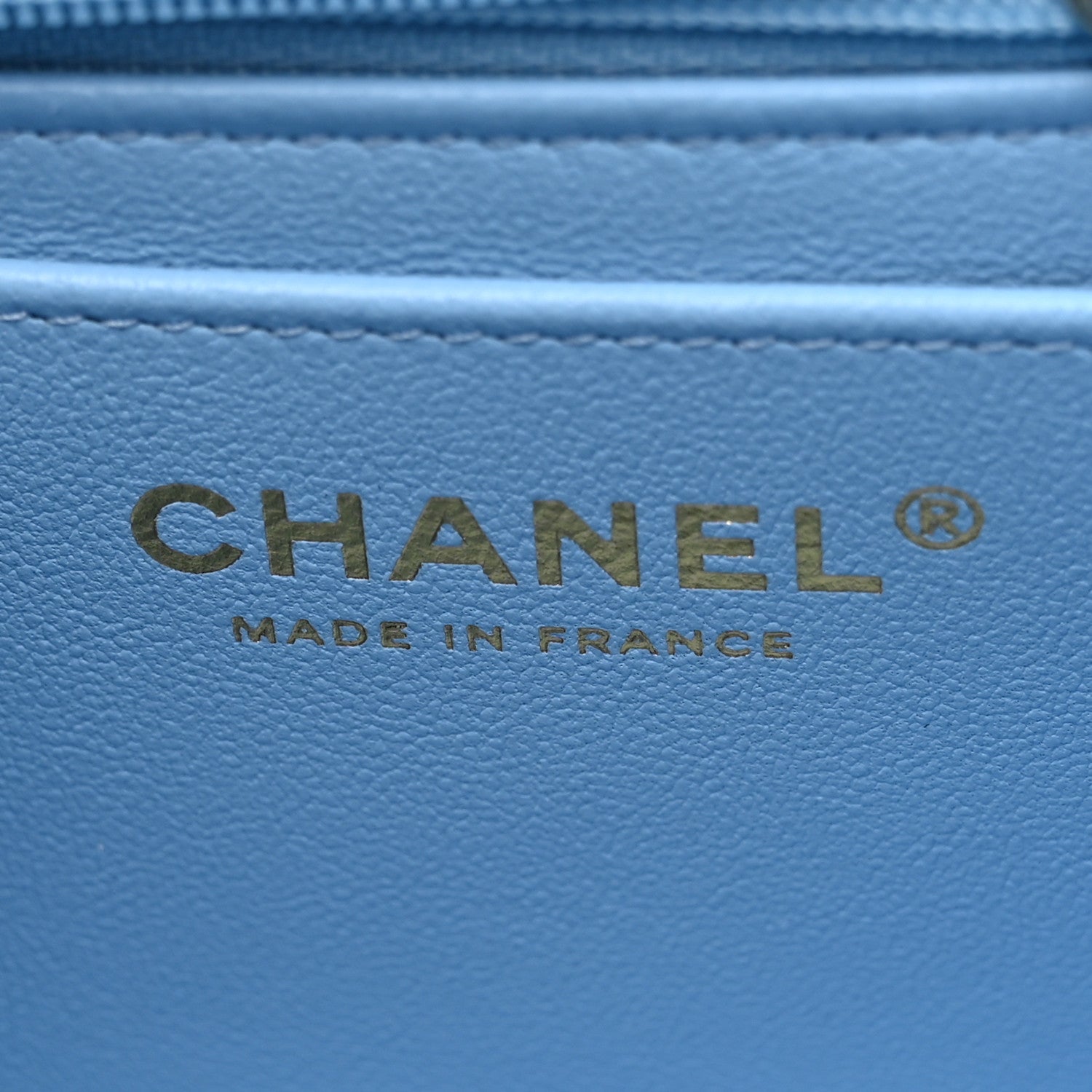 Chanel Tweed Quilted Mini Rectangular Flap Blue White Silver 6 of 11