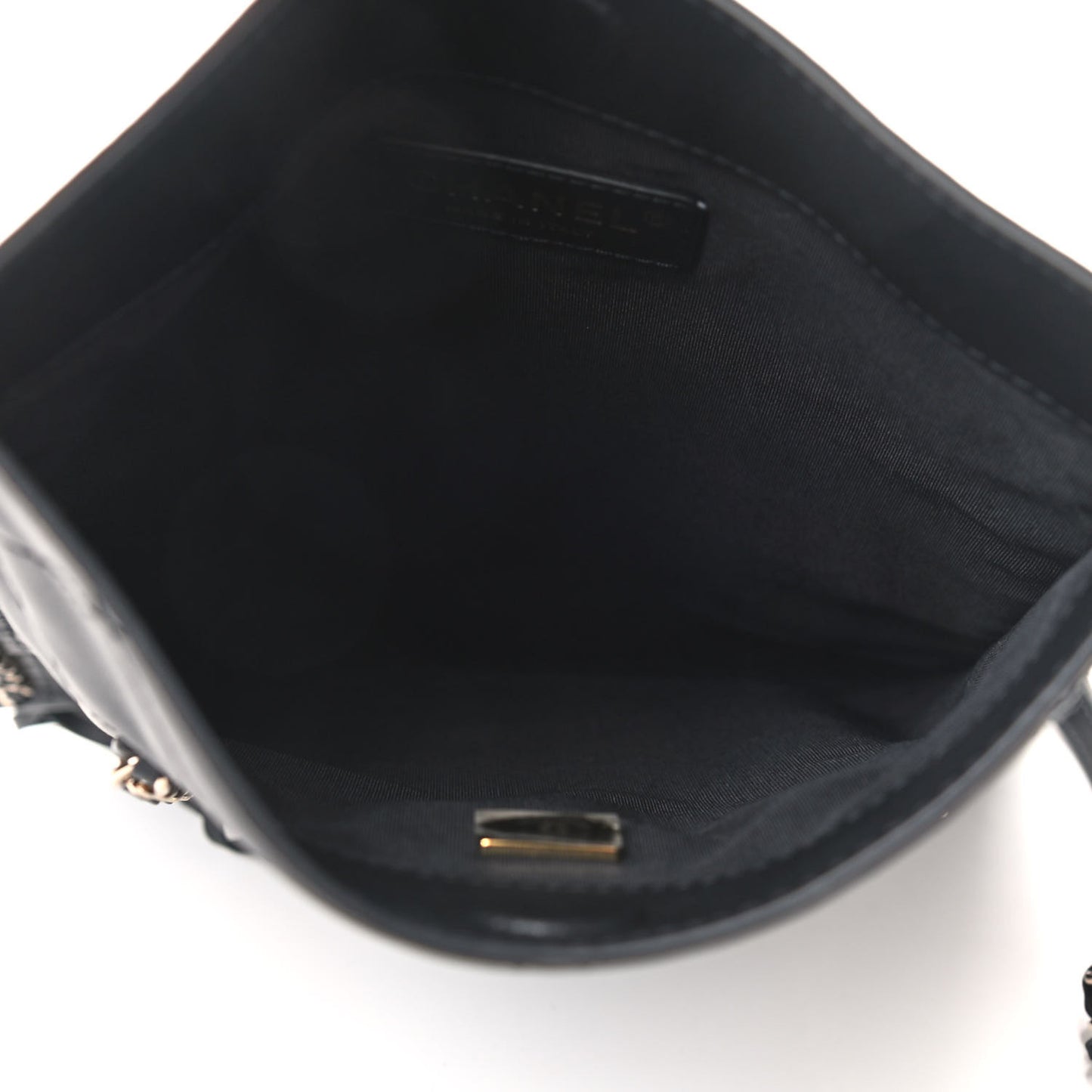 Calfskin Quilted Fringe Small Shopping Bag Black
