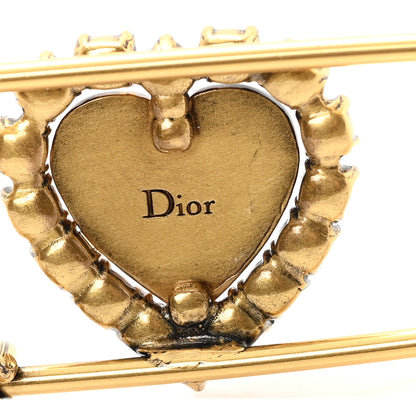 Christian Dior Crystal Heart Jadior Brooch Aged Gold 3 of 4