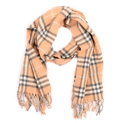 Burberry Lambswool Check Fringe Scarf Beige 1 of 4