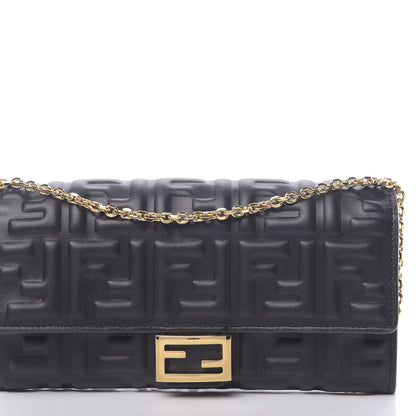 Fendi Nappa Matisse FF Embossed Continental Wallet On Chain Black 10 of 11