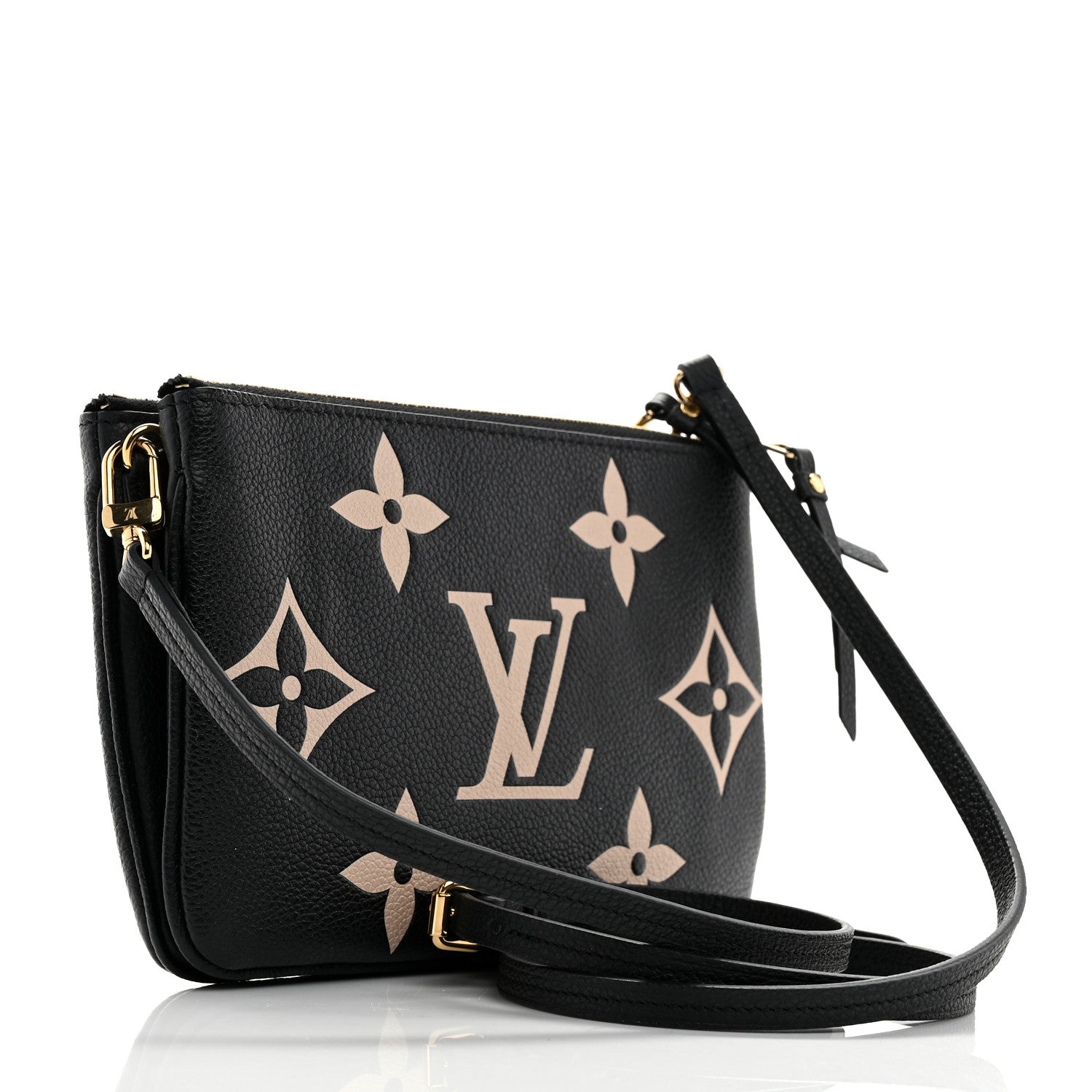 Louis Vuitton Empreinte Monogram Giant Double Zip Pochette Black Cream 3 of 11
