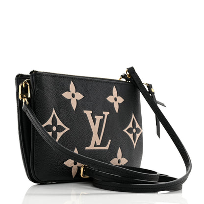 Louis Vuitton Empreinte Monogram Giant Double Zip Pochette Black Cream 3 of 11