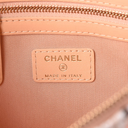 Chanel Tweed Quilted Medium Cosmetic Case Coral White 6 of 7