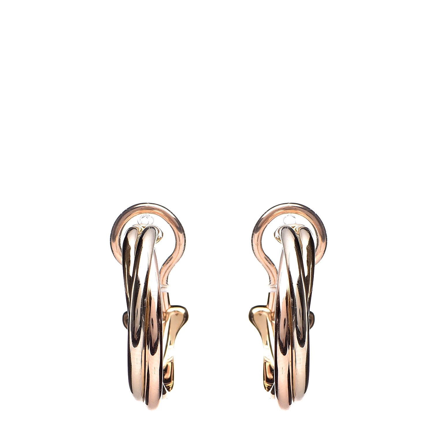 Cartier 18K Pink Yellow White Gold Small Trinity Clip-On Hoop Earrings 1 of 4