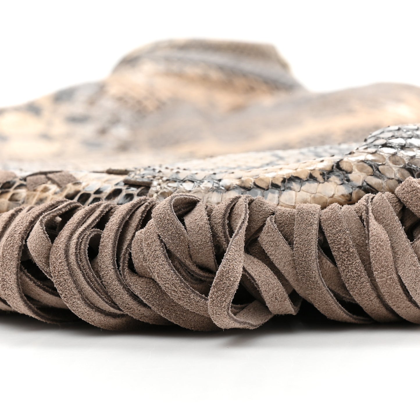 Snakeskin Suede Fringe Tatum Shoulder Bag