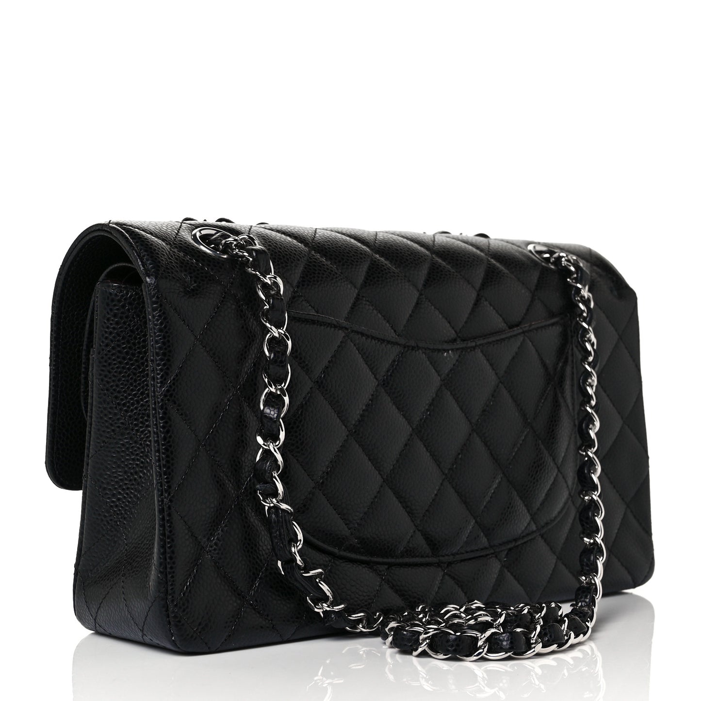Caviar Quilted Medium Double Flap Black